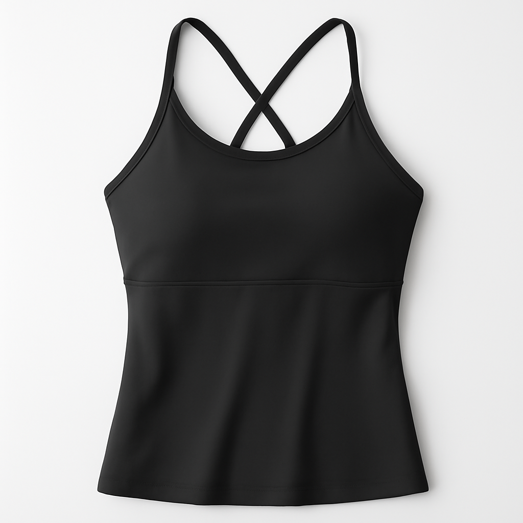 New Women's Sports Cami Tank Top For Outer Wear, Built-in Fixed Padding, Shockproof For Workouts, Crisscross Back Yoga Bra